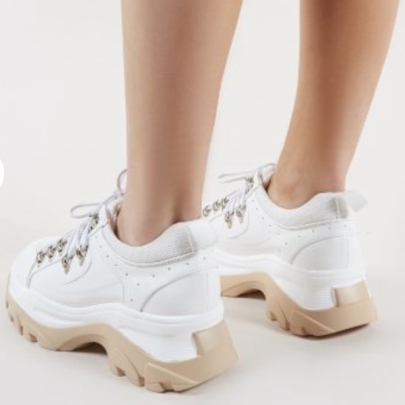PUBLIC DESIRE CHUNKY TRAINERS IN WHITE/CREAM US 7 - Picture 4 of 5
